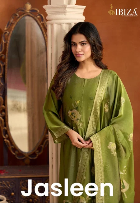 Jasleen By Ibiza Banglory Silk Jacqaurd Designer Salwar Suits Wholesalers In Surat